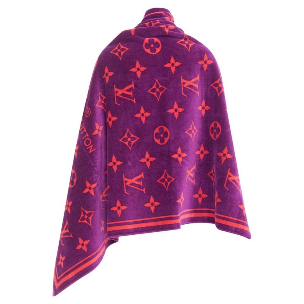 LOUIS VUITTON Vuittamins pink purple cotton LV monogram beach towel - Picture 3 of 10